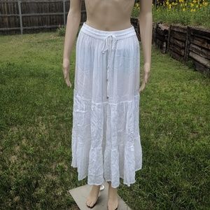 First Image Embroidered White Hippie Skirt Free Sz